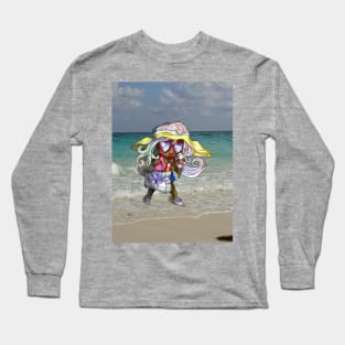 kawaii girl on a cuban beach Long Sleeve T-Shirt